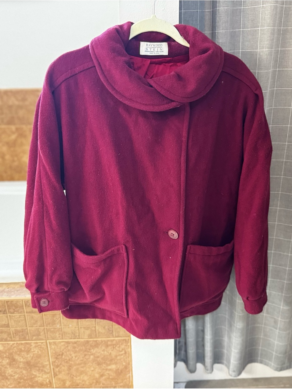Women's Burgundy Wool Blend Coat